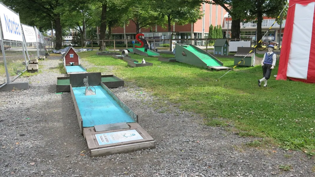 The Marski kiosk cafe beside a minigolf course in summer, Mikkeli